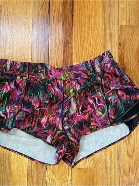 lululemon athletica Pink and Green Abstract Print Athletic Shorts